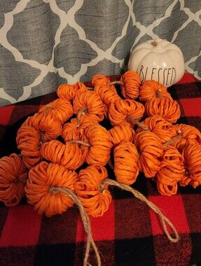 Orange Raffia Pumpkin Garland String - Fall Party Decor